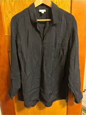 J. Jill Dark Navy Long-Sleeve Pullover Blouse